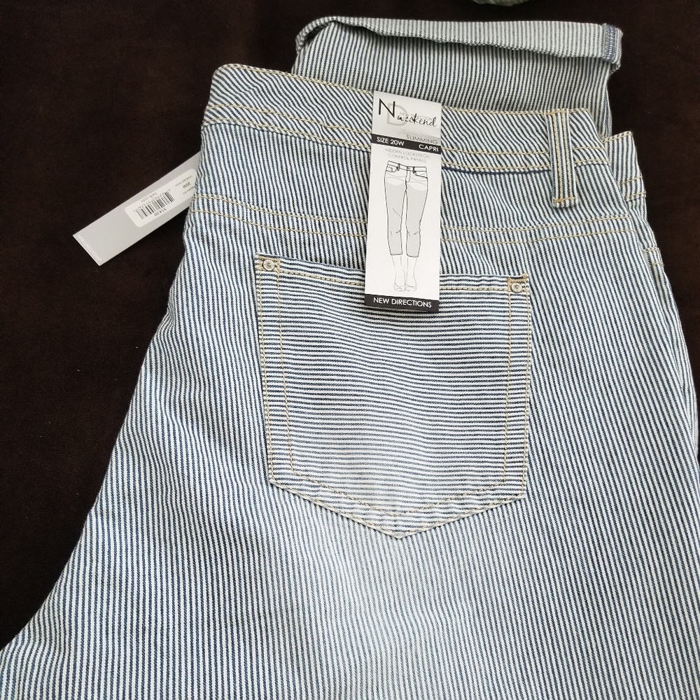 Striped Denim Capris